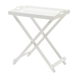 Folding TV Tray Bedside Table in White Wood Finish