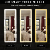White 64-inch Full Length Floor Mirror with Stand and LED Light Strip