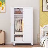 White Metal Multifunctional Storage Armoire Wardrobe Closet