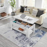 Lift-Top Coffee Table Laptop Desk TV Tray in White Wood Finish