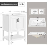 Modern White Wood Bathroom Vanity with White Ceramic Sink