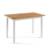 45 x 28 inch Solid Pine Wood Farmhouse Dining Table with White Wooden Legs