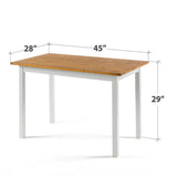 45 x 28 inch Solid Pine Wood Farmhouse Dining Table with White Wooden Legs