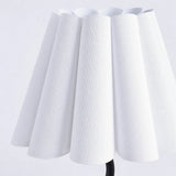 Modern S-Shaped Black Metal Table Lamp with Umbrella-style White Fabric Shade
