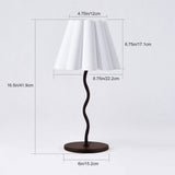 Modern S-Shaped Black Metal Table Lamp with Umbrella-style White Fabric Shade