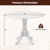 Round Solid Wood Kitchen Dining Table in White Farmhouse Wooden Finish