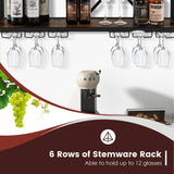 Industrial Rustic Brown Wood Metal Wall Mounted Wine Rack Shelf
