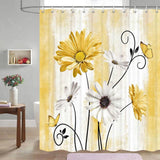 72"W x 72"H Yellow Vibrant Floral Butterfly Polyester Shower Curtain