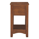 Mission Style 1-Drawer End Table Nightstand in Brown Wood Finish