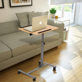 Mobile Laptop Desk Cart on Wheels with Wood Top