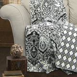 Queen size 3-Piece Quilt Set 100-Percent Cotton in Black White Damask
