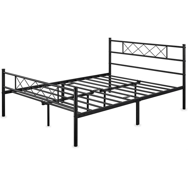 Full Size Traditional Powder Coated Slatted Metal Platform Bed ...