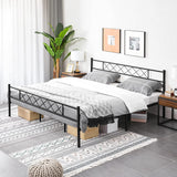 King Size Traditional Powder Coated Slatted Metal Platform Bed