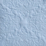 Queen Size Cotton 3-Piece Quilt Set in Blue with Quilted Damask Pattern