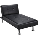 Black Modern Faux Leather Chaise Lounge Recliner Sleeper Sofa