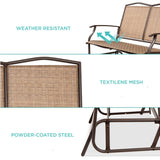 2 Seater Mesh Patio Loveseat Swing Glider Rocker with Armrests in Brown