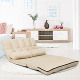 Faux Suede Minimalist 5 Tilt Foldable Floor Sofa Bed Detachable Cloth Cover in Beige
