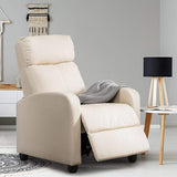 Off White High-Density Faux Leather Push Back Recliner Chair