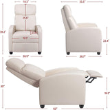Off White High-Density Faux Leather Push Back Recliner Chair
