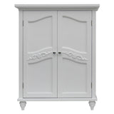 Bathroom Linen Storage Floor Cabinet with 2-Doors in White Wood Finish