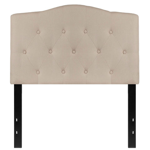Twin size Beige Fabric Upholstered Button Tufted Headboard