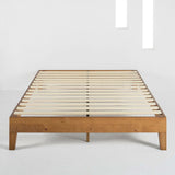 Full size Mid-Century Modern Solid Wood Platform Bed Frame in Natural