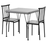 Modern 3-Piece Metal Frame Dining Set with Grey Wood Top Table and 2 Chairs
