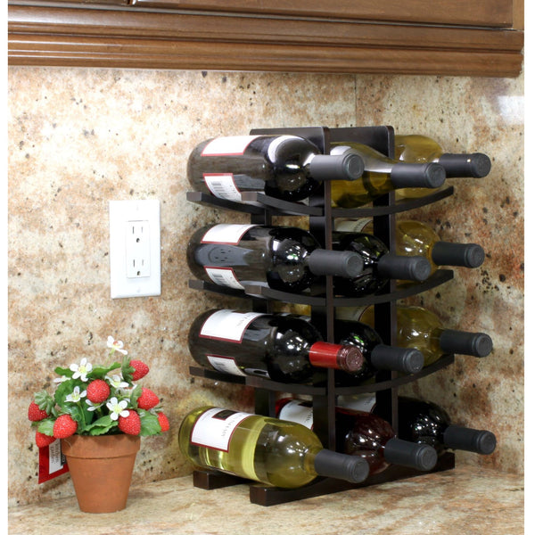 12-Bottle Wine Rack in Dark Espresso Finish Bamboo – HomePacific