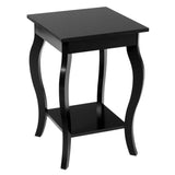 Stylish Nightstand End Table in Black Wood Finish - Set of 2