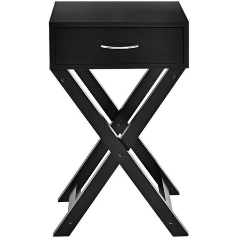 X-Shape 1 Drawer Nightstand End Side Table Storage in Black