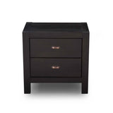Farmhouse Style Solid Pine Wood 2-Drawer Nightstand Bedside Table in Black