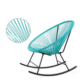 3 Piece Teal Oval Patio Woven Rocking Chair Bistro Set
