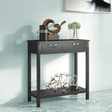 Modern Entryway Accent 2 Drawer Sofa Side Table Black