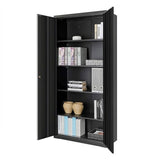 Black Steel Lockable Storage Cabinet Shelving Unit with 4 Adjustable Shelves