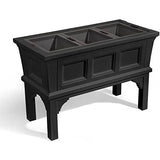 Black Rectangular Raised Garden Bed Planter Box with Removeable Trays