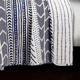 3 Piece Scandinavian Blue White Reversible Cotton Set in Full/Queen