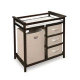 Baby Changing Table with 3 Baskets and Hamper in Espresso