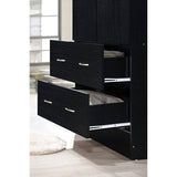 Black 2 Door Wardrobe Armoire with 2 Drawers and Hanging Rod Storage