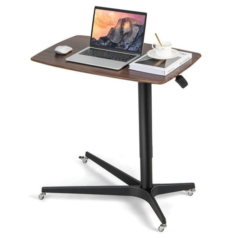Adjustable Mobile Standing Desk Large TV Tray Table with Lockable Wheels