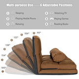 Faux Suede 5 Tilt Foldable Floor Sofa Bed with Detachable Cloth Cover in Brown