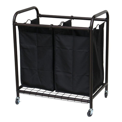 Bronze Laundry Hamper Cart with 2 Black Sorter Bags