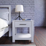 Farmhouse Traditional Rustic White Pine Wood 1-Drawer Nightstand Bedside Table