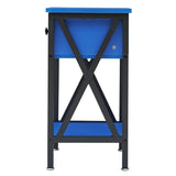 Set of 2 - 1 Drawer Nightstand in Dark Blue and Black