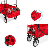 Collapsible Utility Wagon Cart Indoor/Outdoor with Canopy - Red