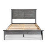 Contemporary Grey Solid Pine Platform Bed in Queen Size