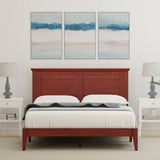Full Traditional Solid Oak Wooden Platform Bed Frame with Headboard in Cherry