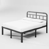 California King Size Heavy Duty Black Metal Platform Bed Frame with Headboard