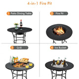 4 in 1 Fire Pit, Grill Cooking BBQ Grate, Ice Bucket, Dining Table