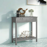 Modern Entryway Accent 2 Drawer Sofa Side Table Grey