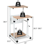 Multifunction Adjustable Height Mobile Stand-Up Computer Desk Work Station
